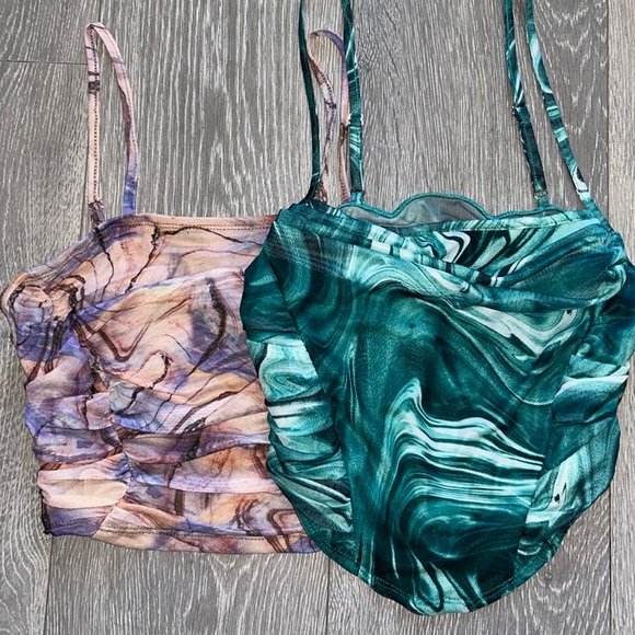 Tops - Two marble designed cropped tank tops